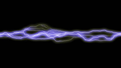 blue electric energy running horizontally (black background) lightning loop animation