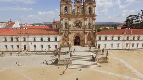 aerial views of a portuguese historic town and monastery