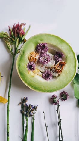 cantaloupe with flowers