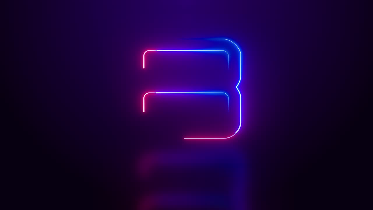Neon Number 7 and 4 on Dark Background