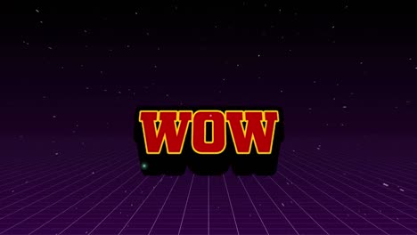 animation of wow text in red letters over grid