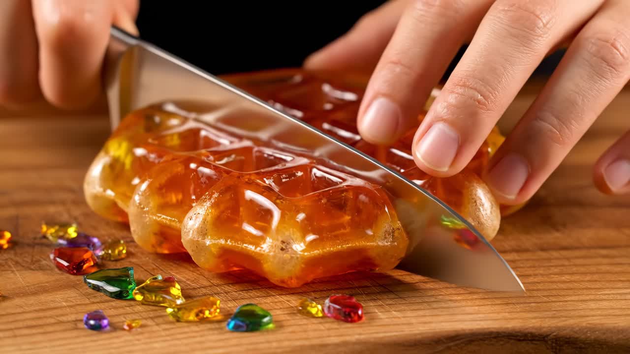 Krojenie wafla z polewą cukierkową