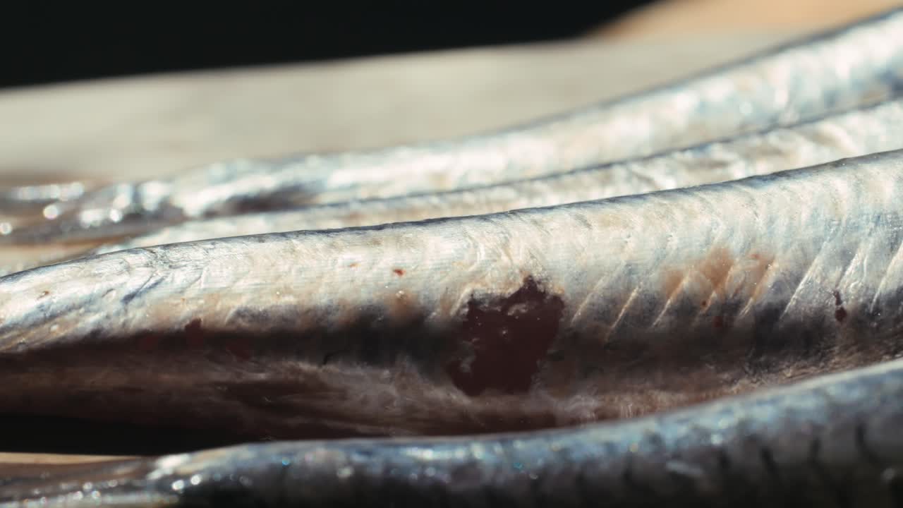 Close-up of Raw Anchovies