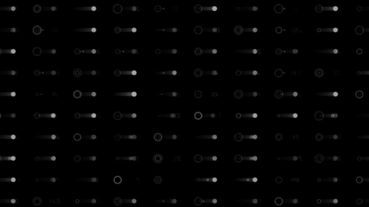 Futuristic HUD Display with Moving Circles and Numbers