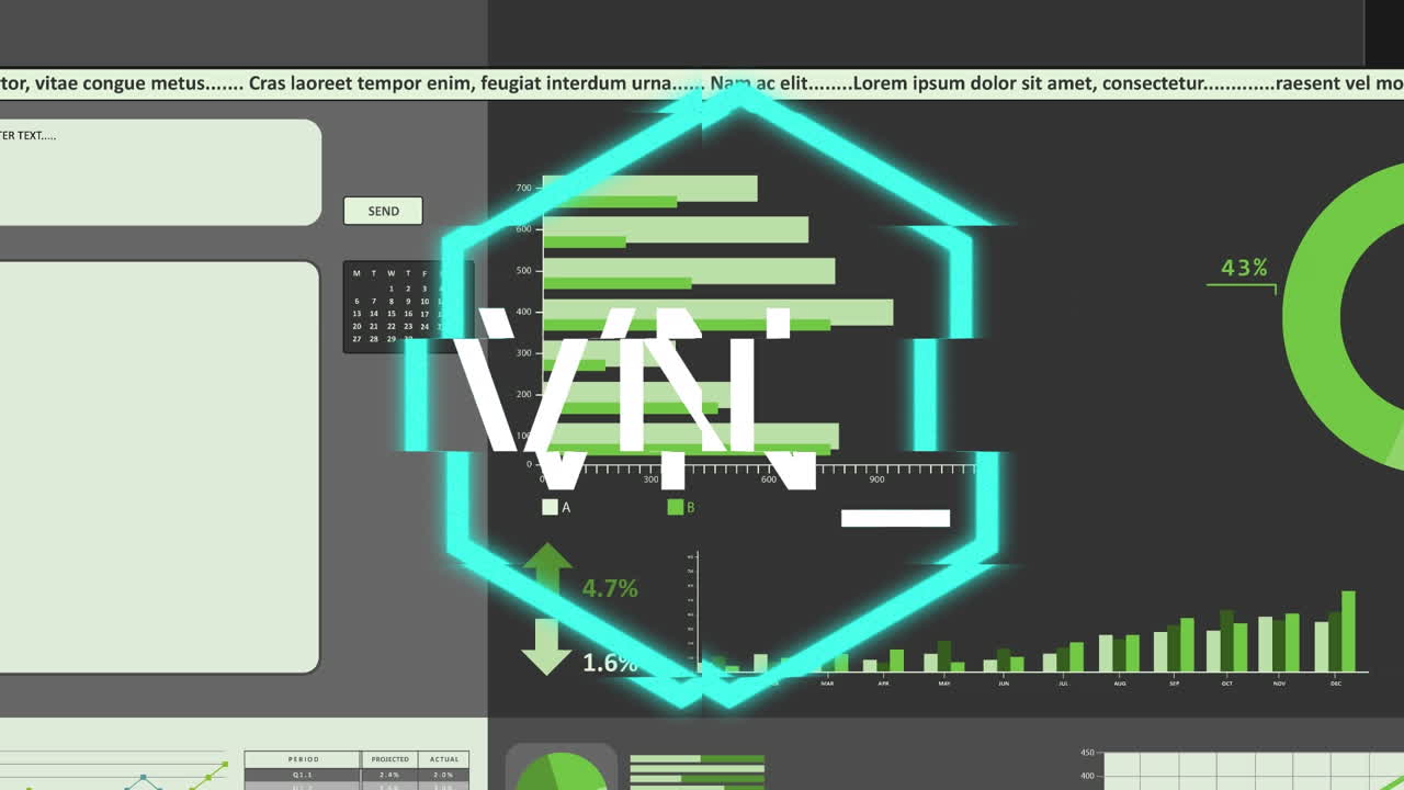 Animation of data processing on black background