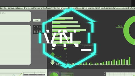 animación del procesamiento de datos sobre un fondo negro