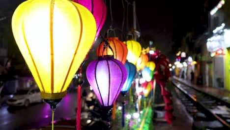 vibrant lanterns illuminate a street in hanoi