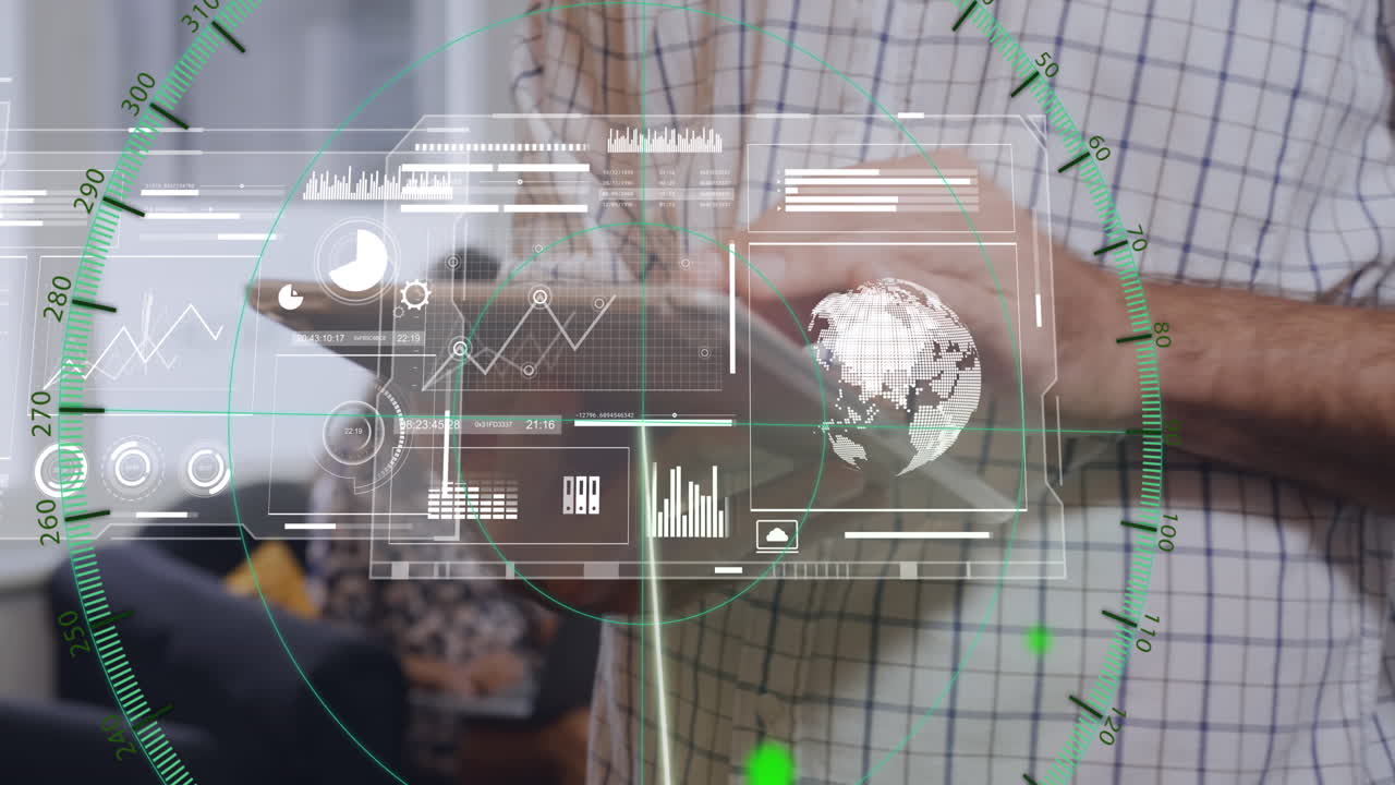 animación de las estadísticas y el procesamiento de datos sobre diversos empresarios en la oficina