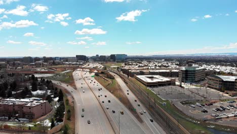 a drone flight close to a busy highway outside of denver colorado