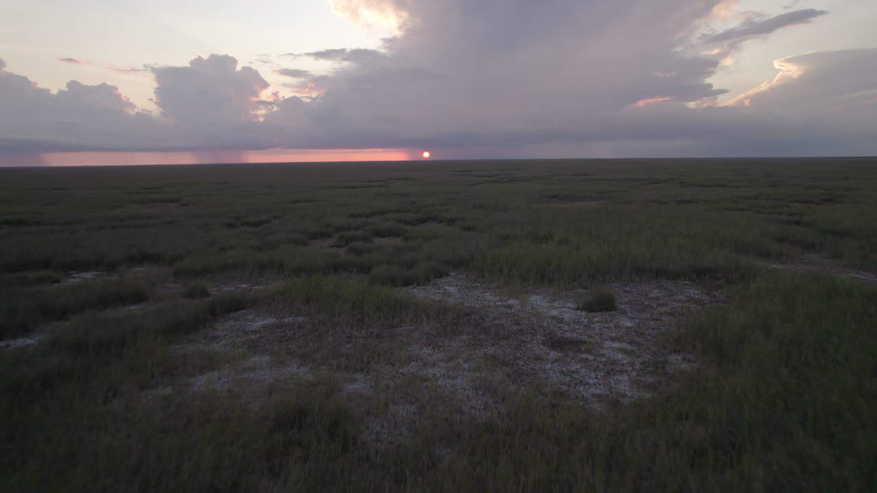 Everglades Palude Erbosa Acquatica Pantano Tramonto Fiume Invertire Aerea