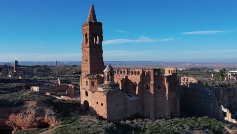 aerial view of belchite, the town destroyed during spanish civil war