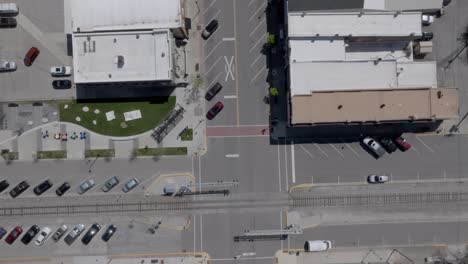 downtown seymour, indiana with drone video overhead.