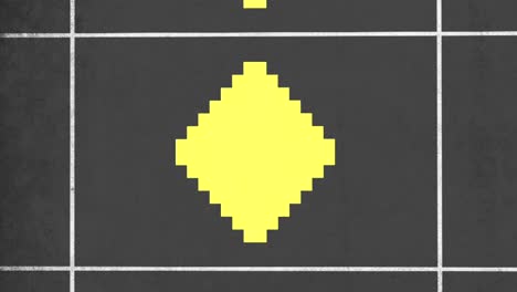 an intricate design created from a series of black and yellow squares forming a diamond pattern, interconnected to form a captivating and repetitive motif