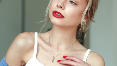 beautiful woman with red lipstick