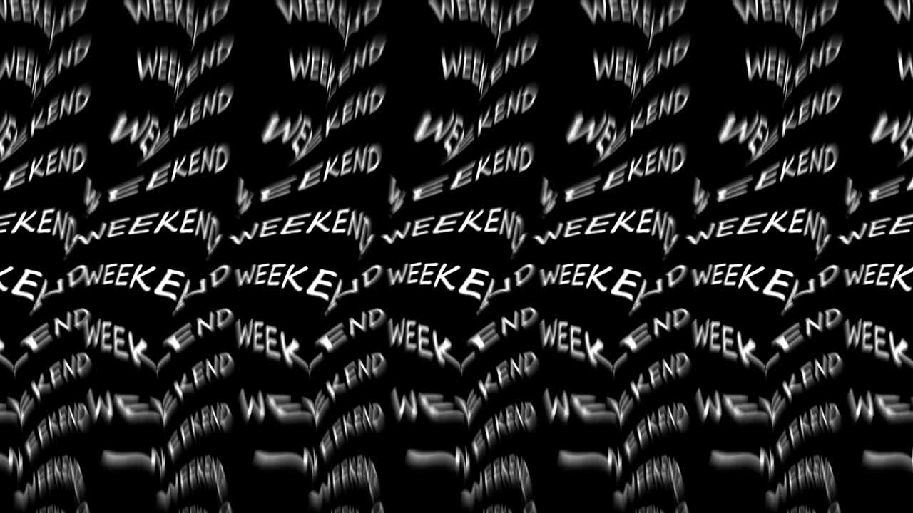 주말 운동 타이포그래피, 4k 애니메이션, 주말 텍스트 애니메이션, 흑백, 배경 이동