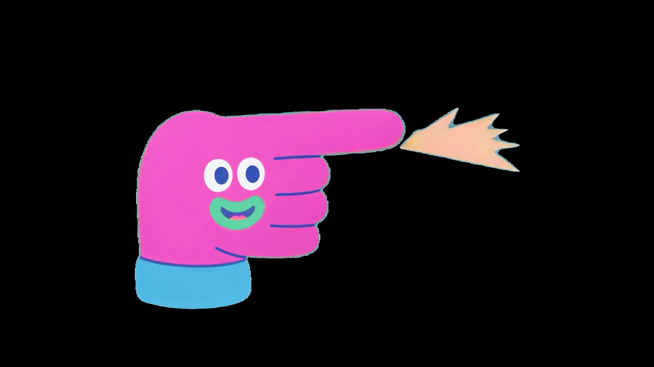 Mano Animata da Cartone Animato che Indica e Lancia Scintille
