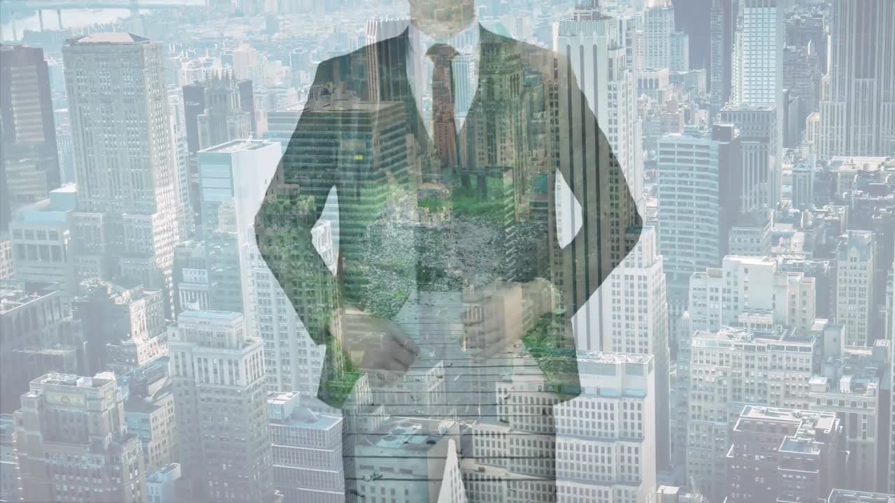 카우카스계 사업가 의 도시 풍경 에 대한 애니메이션