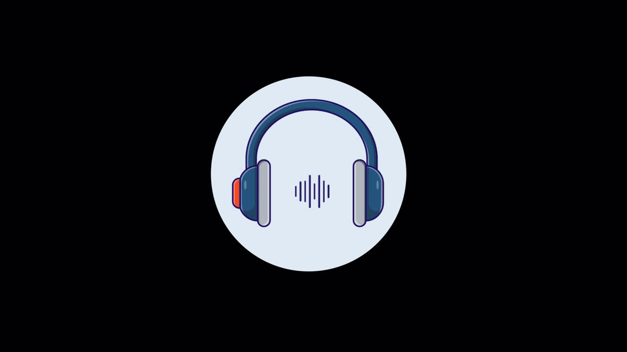 Icona animata di cuffie con onde sonore