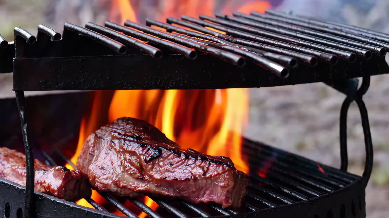 Delicious Grilled Steak on an Outdoor Grill