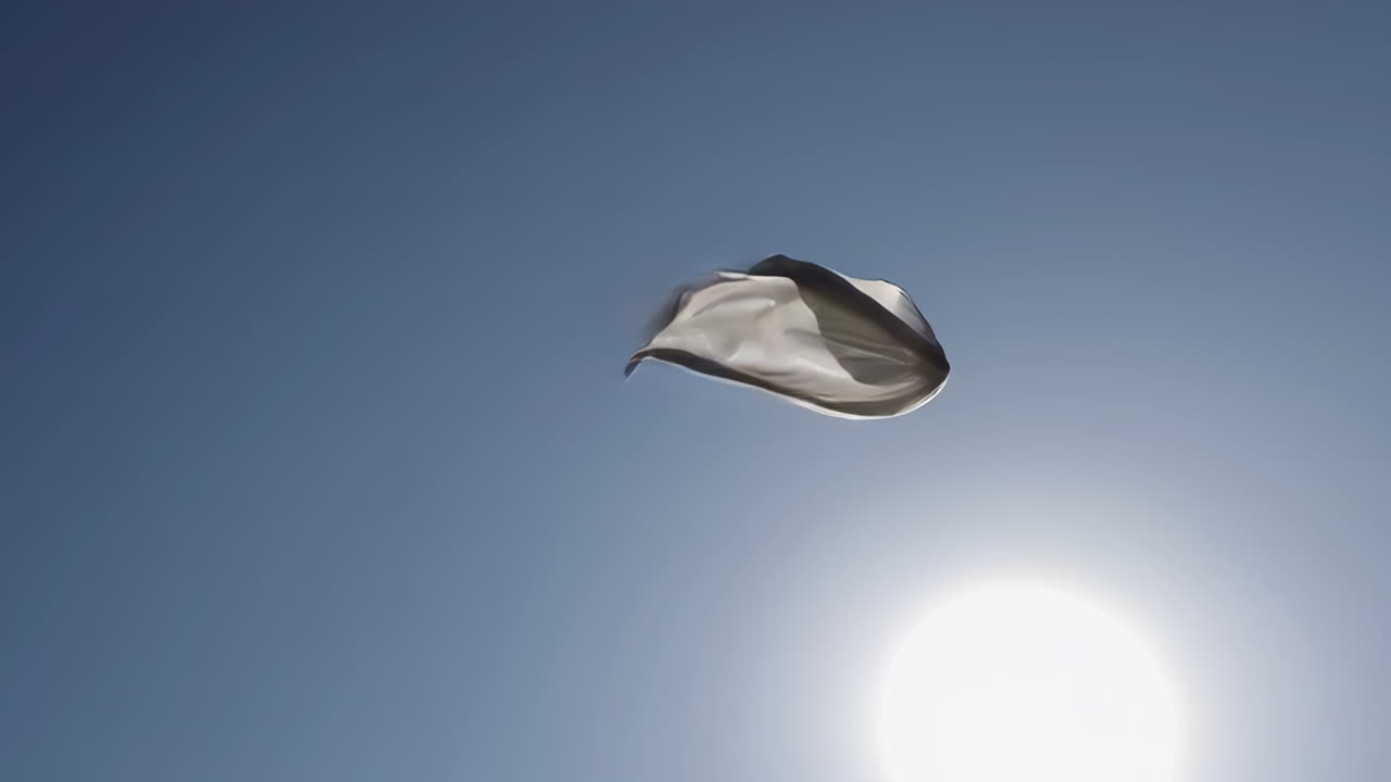 White cloth flying in the sky