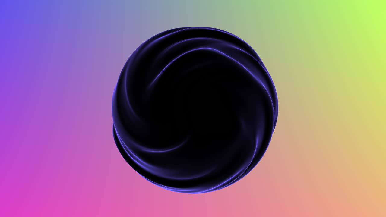 Futuristic gradient liquid sphere on rainbow pattern