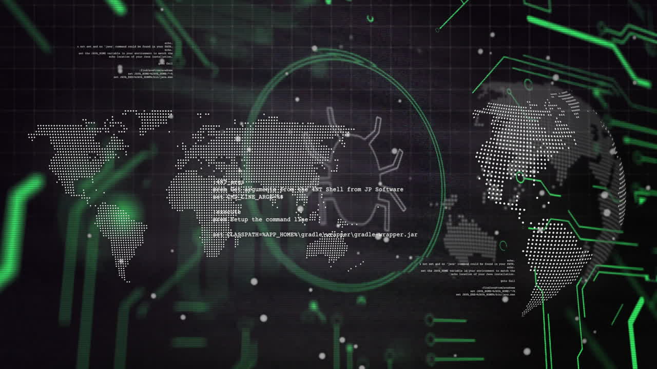 지구와 세계 지도에 대한 과학 데이터 처리의 애니메이션