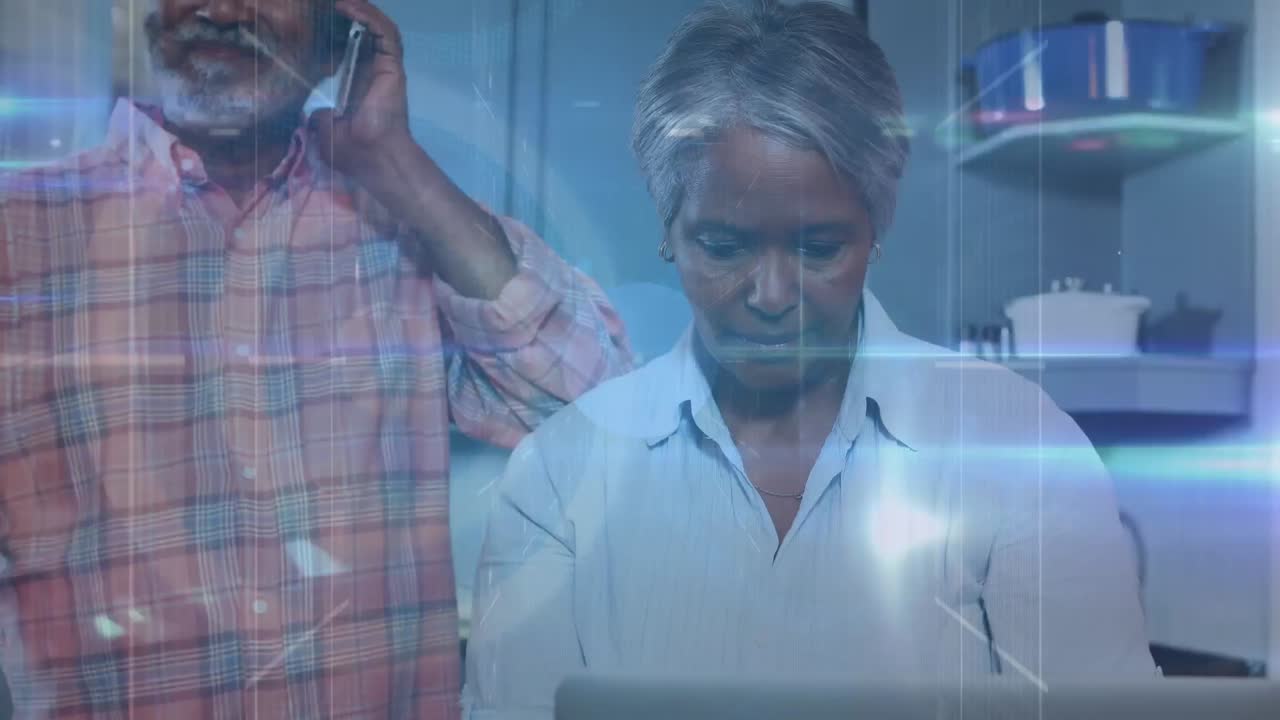 노인 아프리카계 미국인 부부에 대한 연결망의 애니메이션