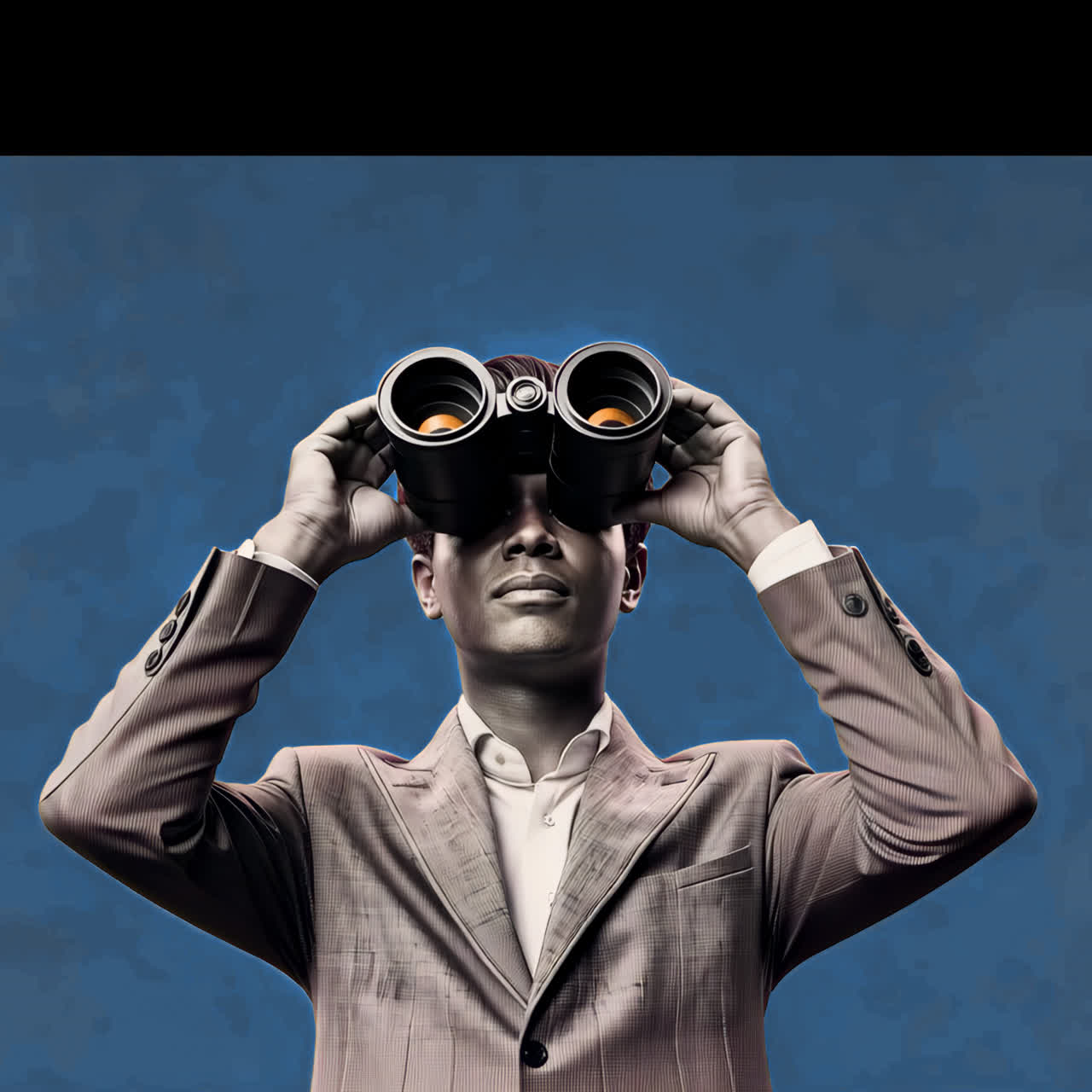 Businessman observing future opportunities animation isolated asset, transparent 4K video, alpha