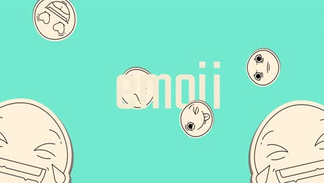 animación de emoji y emoticones que caen sobre un fondo verde