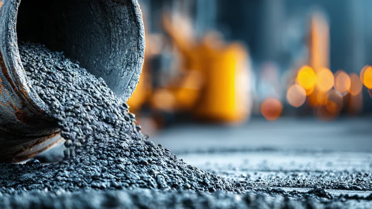 A Close-Up View of Freshly Poured Concrete from a Spilled Bucket, Highlighting the Textures and Details of the Material on a Construction Site