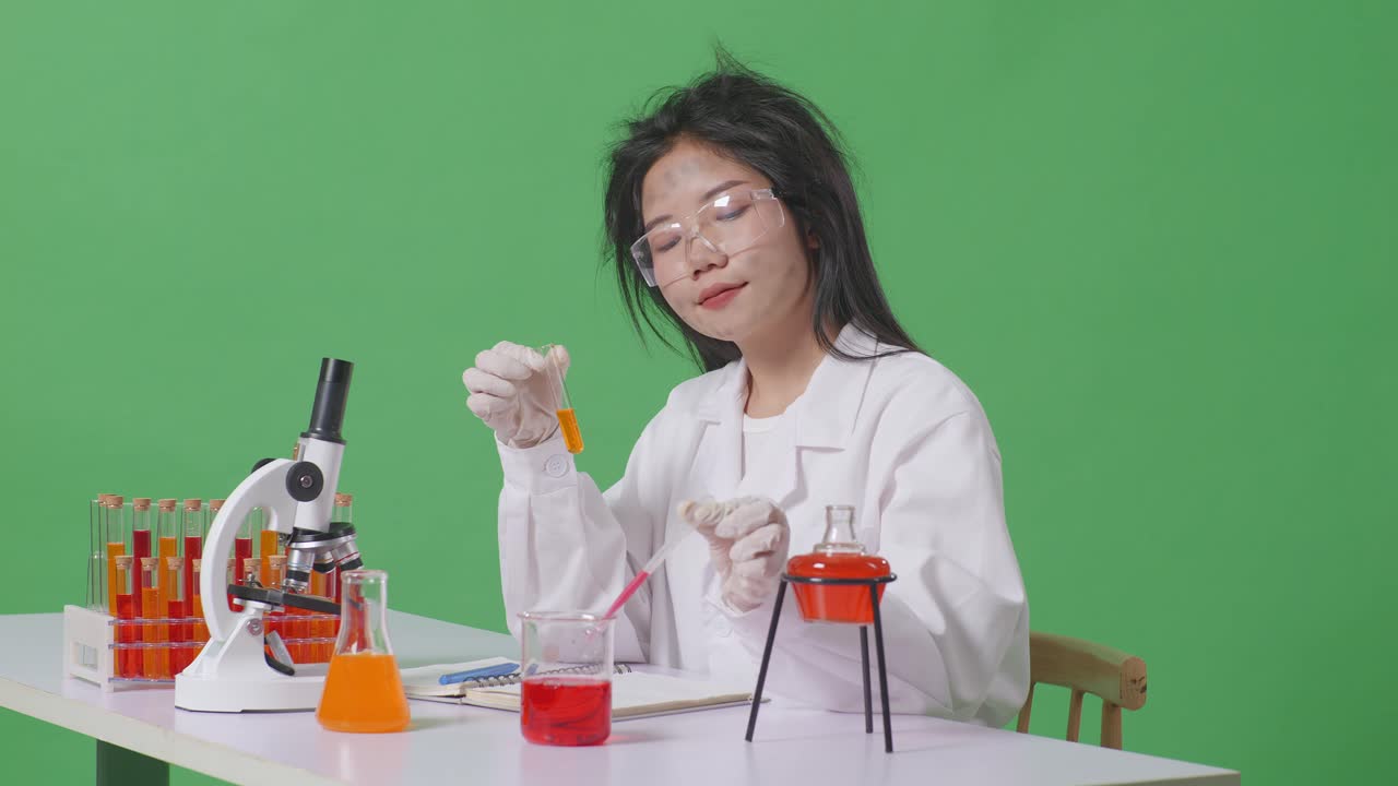 실험실 실험을 하는 젊은 과학자