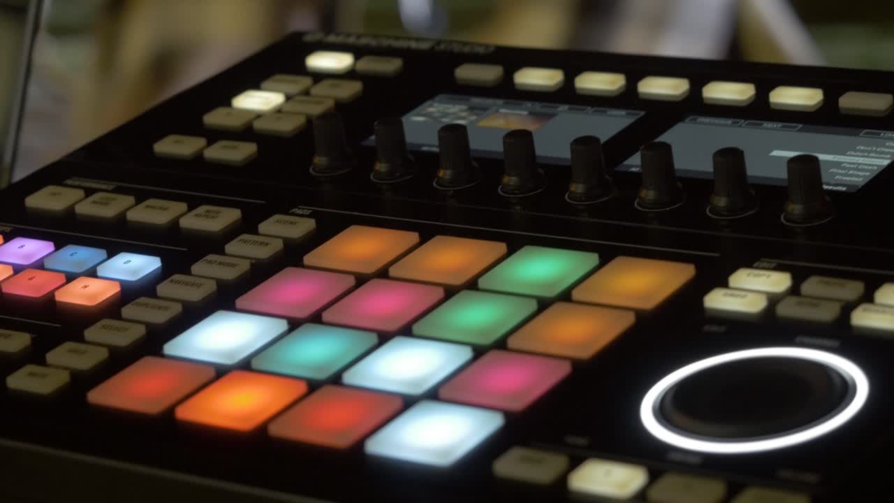 기계 스튜디오 컨트롤러와 함께 음악 제작 워크스테이션