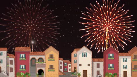 vibrant fireworks illuminate a charming city skyline