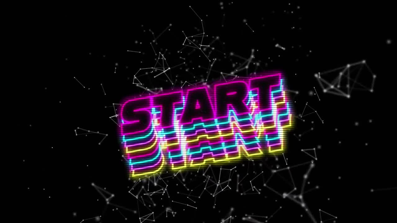 Animation of start in digital abstract space with constellations