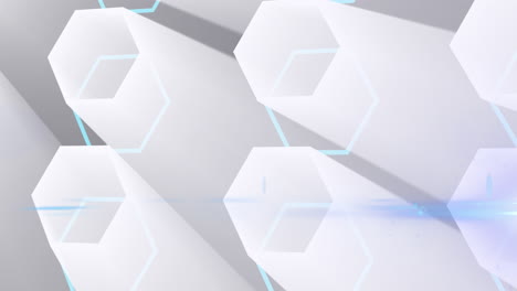 animación de una red brillante de formas hexagonales blancas en 3d