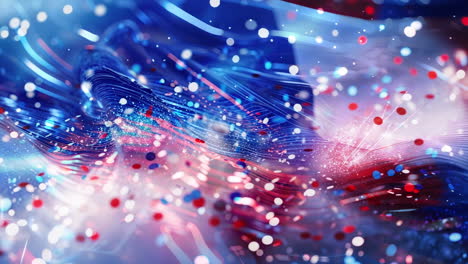 abstract red white blue patriotic light and particles background