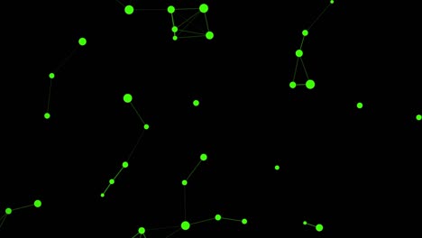 Bewegung-Verbundener-Grüner-Linien-Mit-Dreieckigen-Punkten-Auf-Schwarzem-Hintergrund