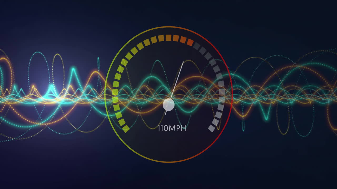 연결 네트워크를 통해 인터넷 스피도미터 데이터 처리의 애니메이션