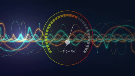 animación del procesamiento de datos del velocímetro de internet a través de redes de conexiones