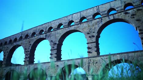 meadow in front of the pont du gard in france