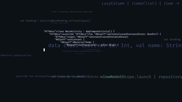 Kotlin Programming Code Snippets Displayed on Dark Background