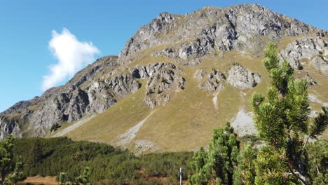 closeup image of a mountain alps during autumn in austria