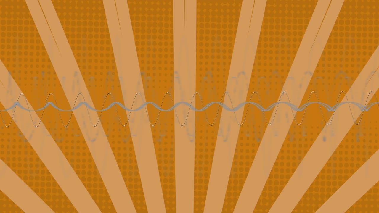 On playback sunburst holding while blue wavy line oscillating left-right for looping title-card