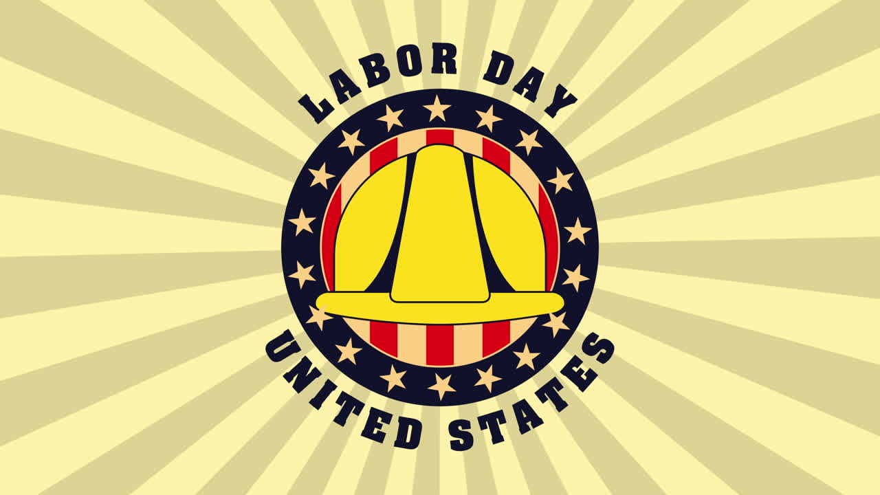 미국 국기와 헬을 가진 노동의 날 봉인 렌즈