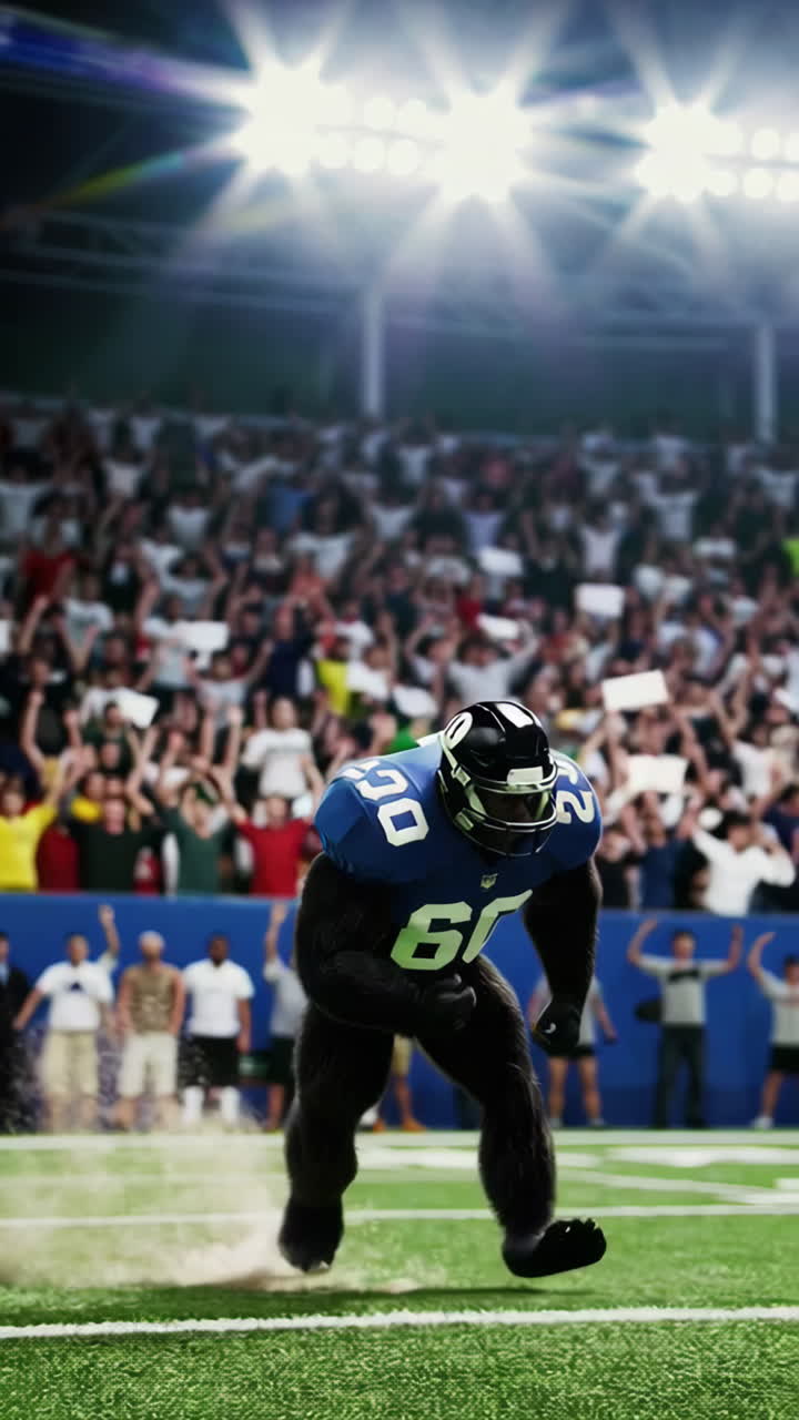 Gorilla Football Player in a Stadium
