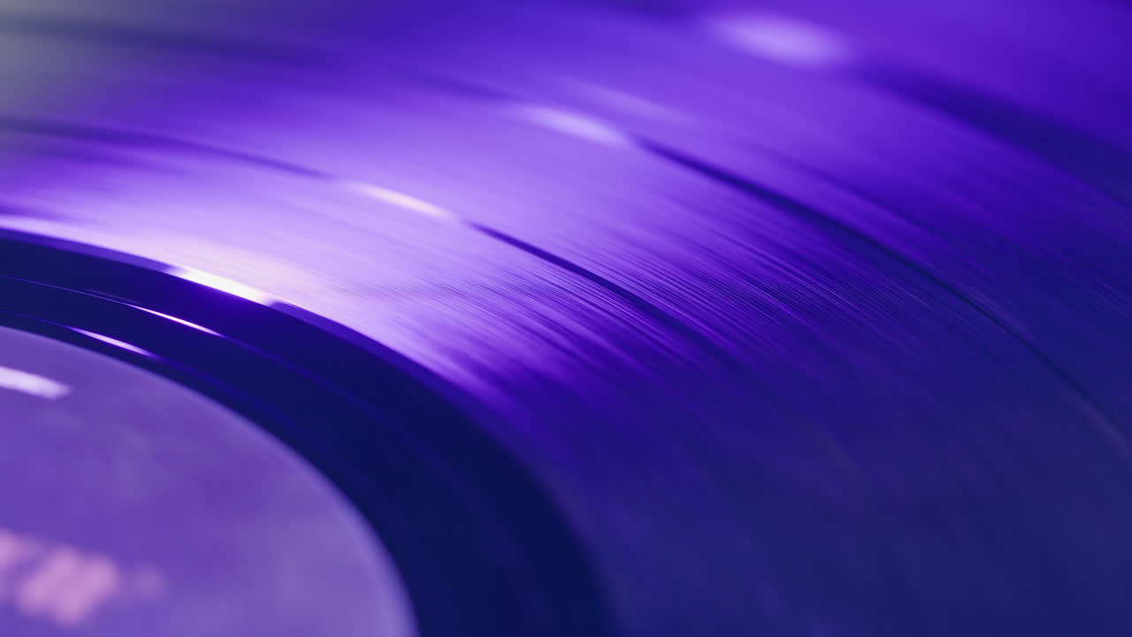 Record Spinning, Vinyl player Record Spinning, Spinning Vinyl Turntable Close Up, macro needle playing music, analog audio track. 4K Resolution.