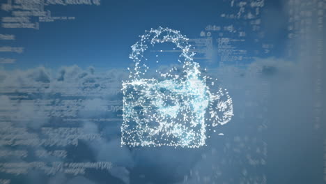 animación del procesamiento de datos en la nube digital y en las nubes