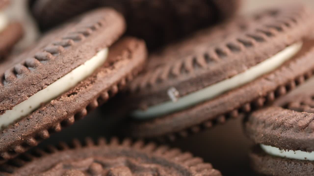 Close-up of Chocolate Cream Filled Cookies