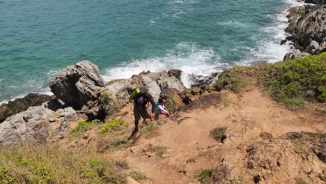 hiking on a rocky coastline
