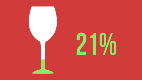 forma di bicchiere di vino e percentuale crescente di riempimento con colore 4k